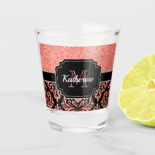 Copo De Shot Damasco Dourado cor-de-rosa do brilho