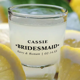 Copo De Shot Data de Casamento e Nomes Bridesmaid Personalizado