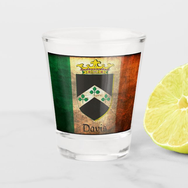 Copo De Shot Davis Family Crest Irish Flag (Frente)