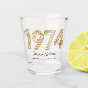 Copo de Shot de 50º Aniversário Dourado e Preto de