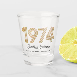 Copo de Shot de 50º Aniversário Dourado e Preto de