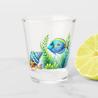 Copo de shot de mar tropical azul