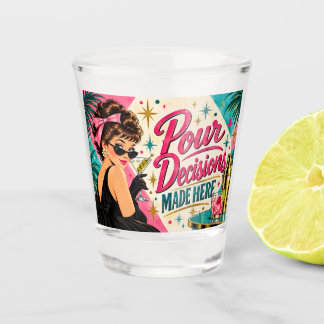 Copo De Shot Decisões de Derramar Feitas Aqui Retro Cocktail do