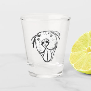 Copo De Shot desenho pitbull simples amantes de cães preto bran