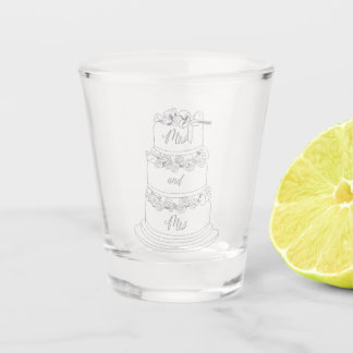 Copo De Shot Design de Bolo de Casamento Sra & Sra