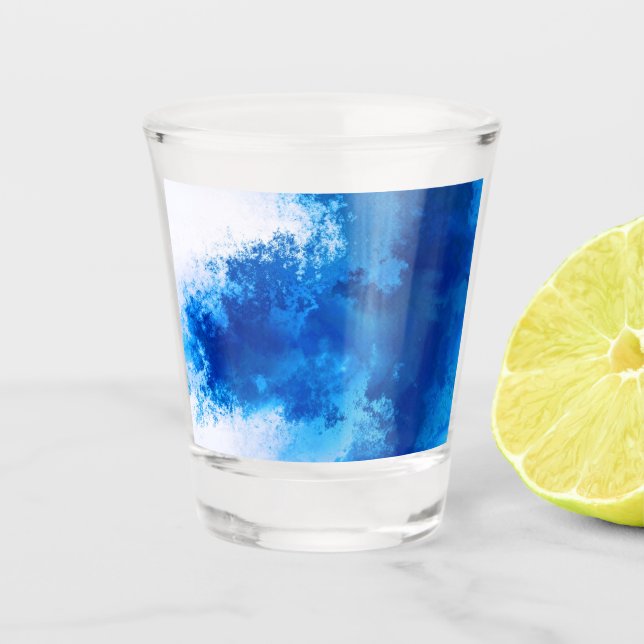 Copo De Shot design de cor sólida azul abstrata (Frente)