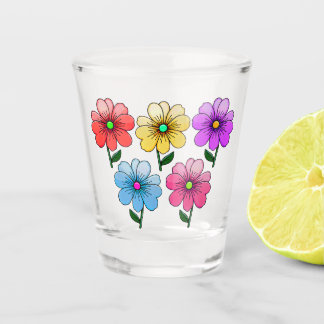 Copo De Shot design de flores de 5 cores