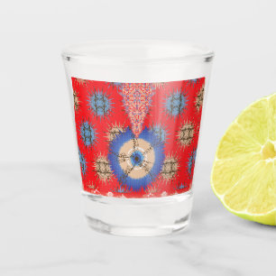Copo De Shot design de fundo vermelho com círculo azul