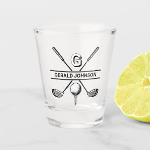 Copo De Shot Design de Monograma de Golfe Elegante