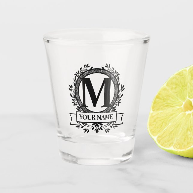 Copo De Shot Design de Monograma Floral (Frente)