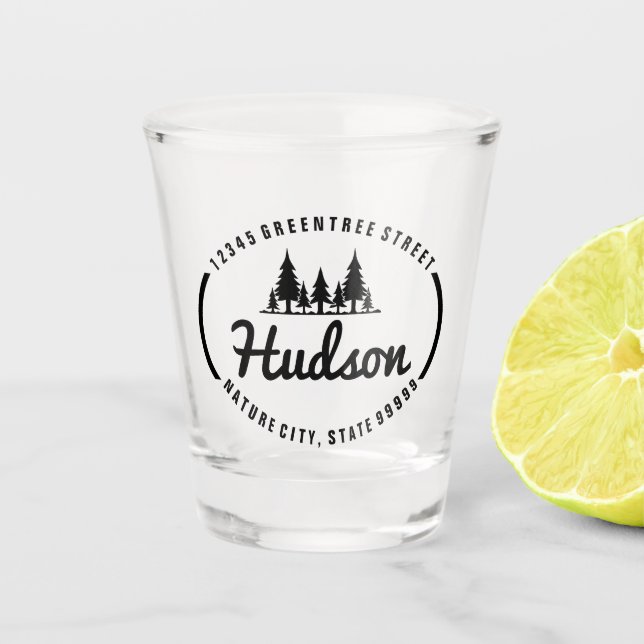 Copo De Shot Design de Oval de Árvores ID304 (Frente)