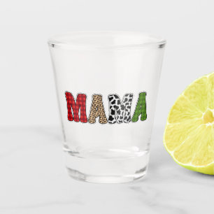Copo De Shot Design de padrão xadrez do Natal da Mamãe