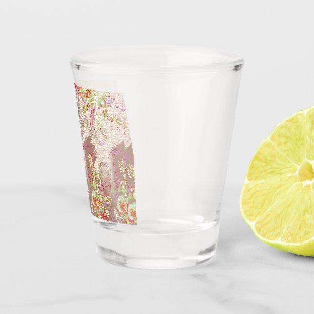 Copo De Shot design de um vaso vermelho com flores (Direita)