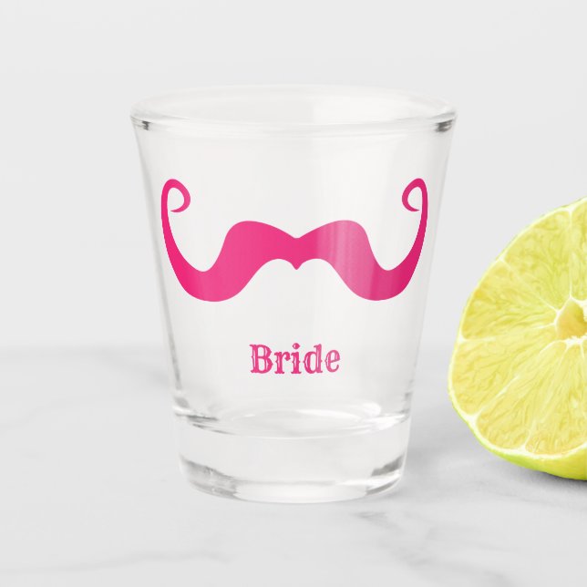 Copo De Shot Despedida de solteira / casamento bigode rosa enca (Frente)