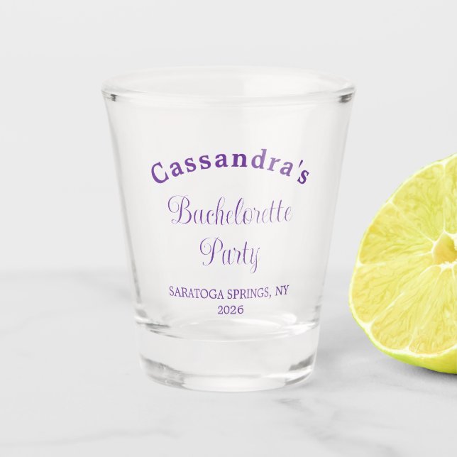 Copo De Shot Despedida de Solteira Retro Moderno Roxo Elegante (Frente)