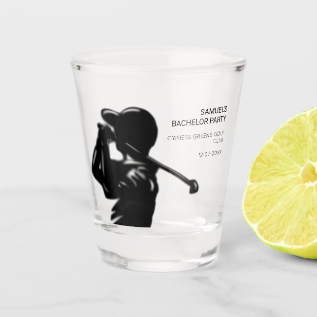 Copo De Shot Despedida de solteiro de Golfe Negro (Frente)