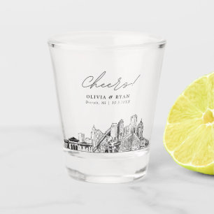 Copo De Shot Detroit Skyline Weding Favorece Cheers Vidro Atira