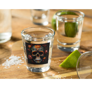 Copo De Shot Dia de los Muertos pintou a calavera do crânio