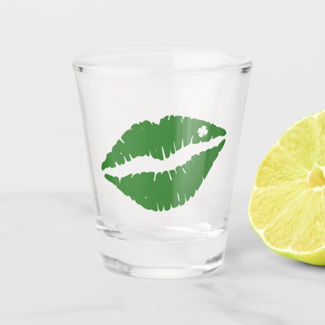 Copo De Shot Dia de São Patrício Lucky Shamrock Lábios irlandes (Frente)
