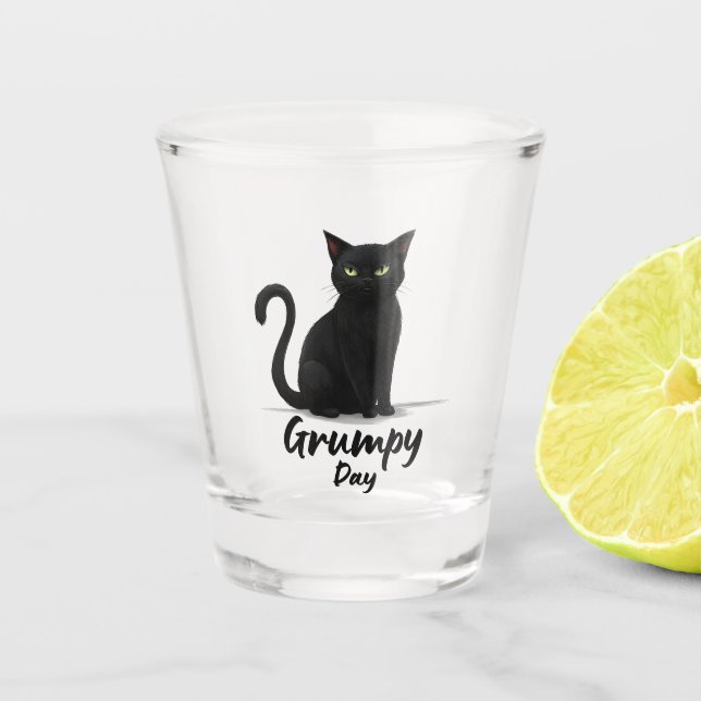 Copo De Shot Dia Grumado com Gato Negro (Frente)