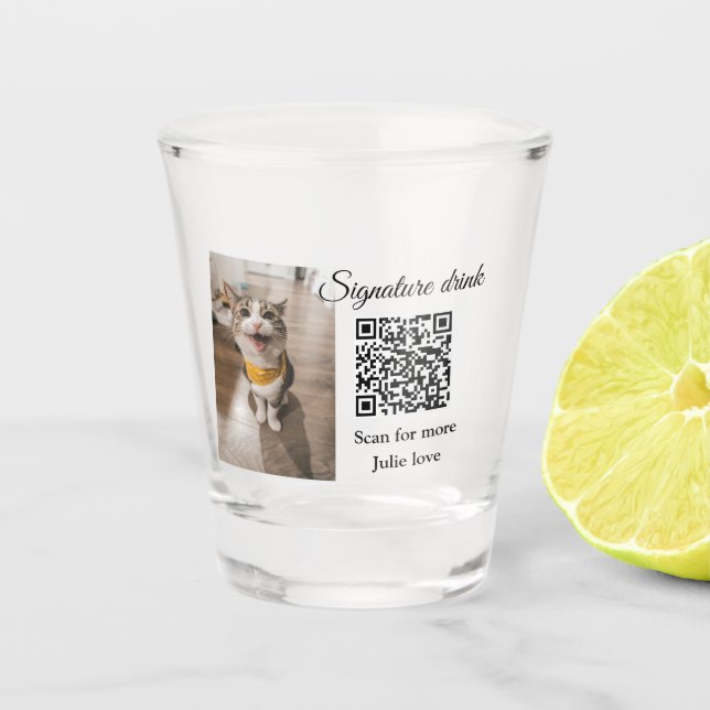 Copo De Shot Digitalização de bebida de assinatura Código QR ad (Frente)