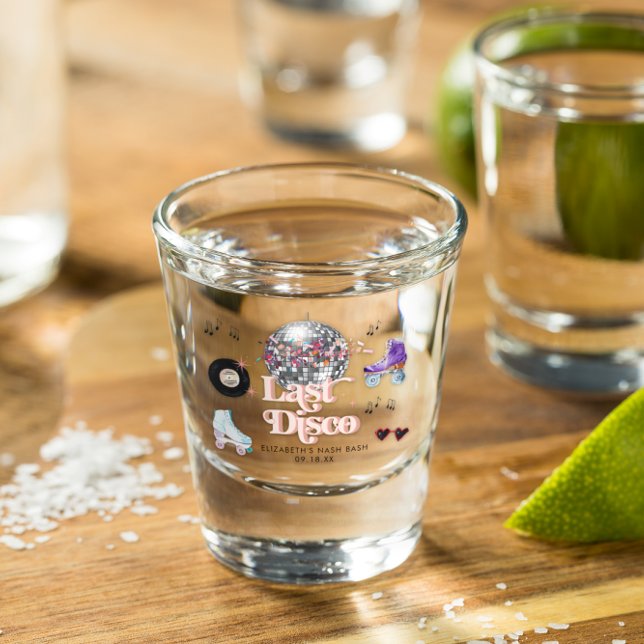 Copo De Shot Disco Retro Patinação sobre Rodas | Despedida de S (Criador carregado)