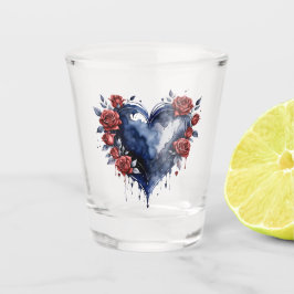 Copo De Shot Disposição Elegante de rosa com folhagem de ouro