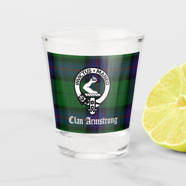 Copo De Shot Distintivo do Clan Armstrong Tartan & Brasão  (Frente)