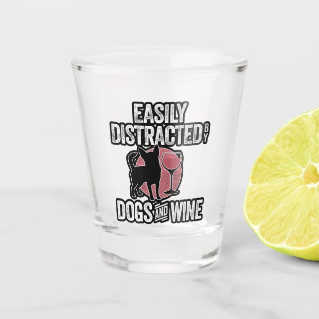 Copo De Shot Distração fácil de cães e vinhos (Frente)