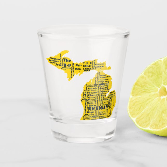 Copo De Shot Diversão Amarelo e Marinho do Estado Azul das cida (Frente)