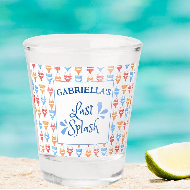 Copo De Shot Diversão Tema "Último Salto" Despedida de Solteira (Custom Bachelorette Shot Glass - Last Splash Beach Party Favor - Fun and Festive Bikini Design!)