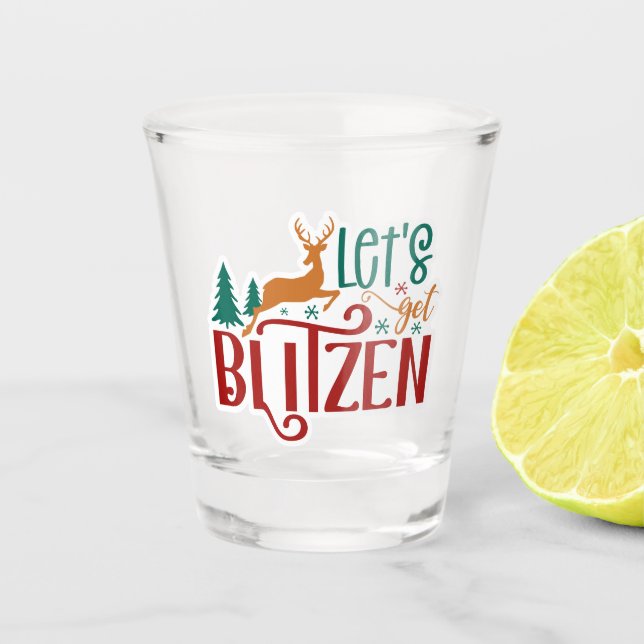 Copo De Shot Divertido Vamos Lá, Renas Blitzen (Frente)
