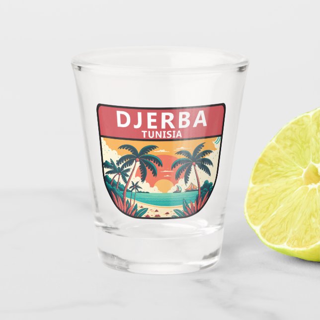 Copo De Shot Djerba Tunísia Retro Emblem (Frente)