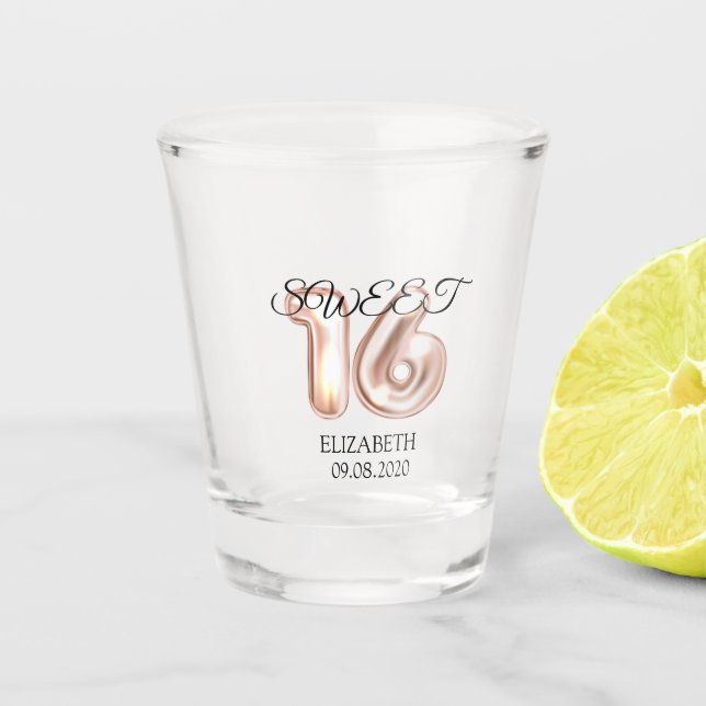 Copo De Shot Doce 16 Rosa Dourado (Frente)