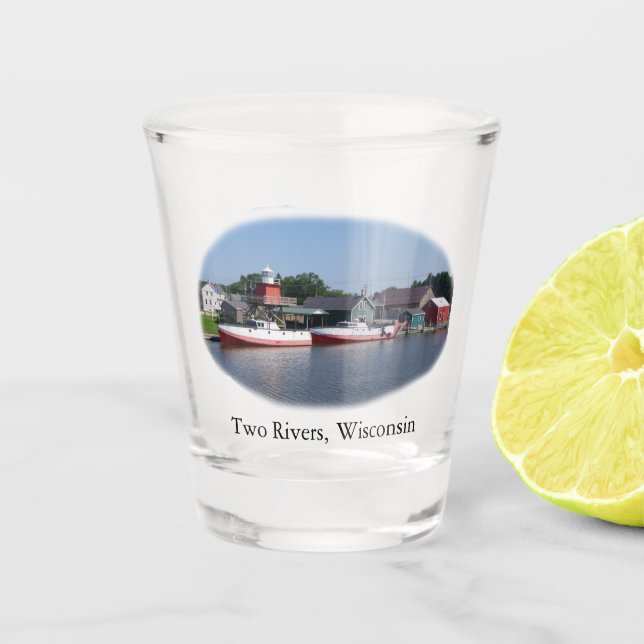 Copo De Shot Dois Rivers, Wisconsin shot glass (Frente)