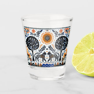 Copo De Shot dois tigres na floresta