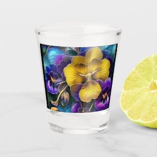 Copo De Shot Dourado e Roxo Pansy Patch