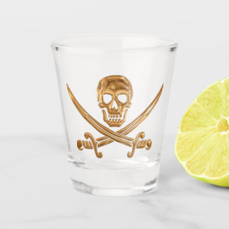 Copo De Shot Dourado Jolly Roger