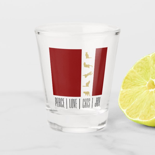 Copo De Shot Dourado Natal Vermelho Moderno (Frente)