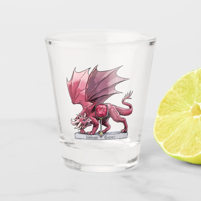 Copo De Shot Dragão Birthstone de Janeiro - Garnet (Frente)