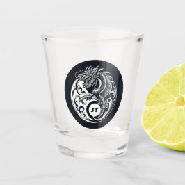 Copo De Shot Dragão Chinês em Preto e Branco Personalizado