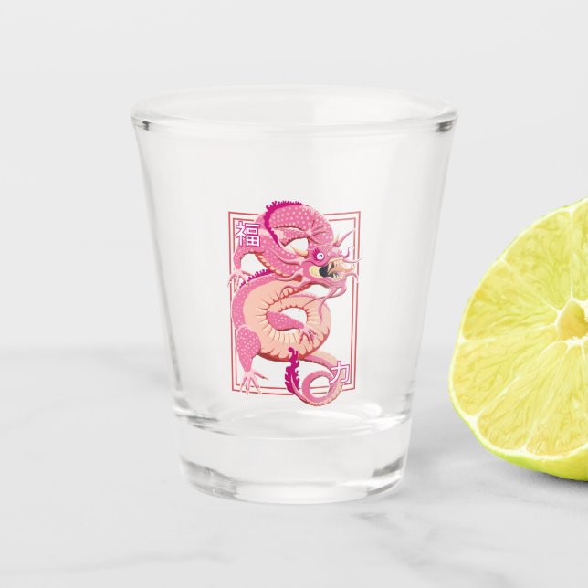 Copo De Shot Dragão Chinês Rosa (Frente)
