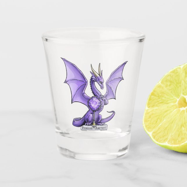 Copo De Shot Dragão de Birthstone de fevereiro: Ametista (Frente)