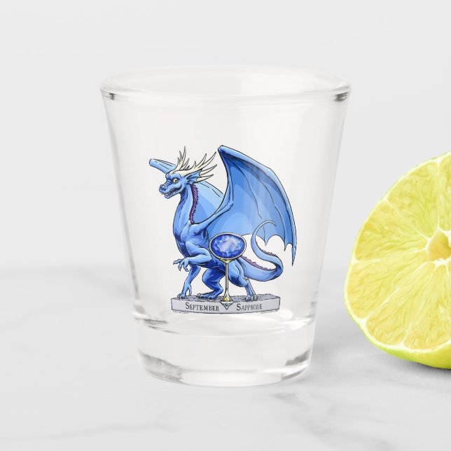Copo De Shot Dragão de Birthstone de setembro: Sapphire (Frente)