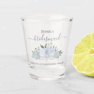 Copo De Shot Dusty Blue Rosas Elegante Bridesmaid Wedding