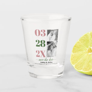 Copo De Shot Dusty rosa e musgo verde duas fotos Salve a data