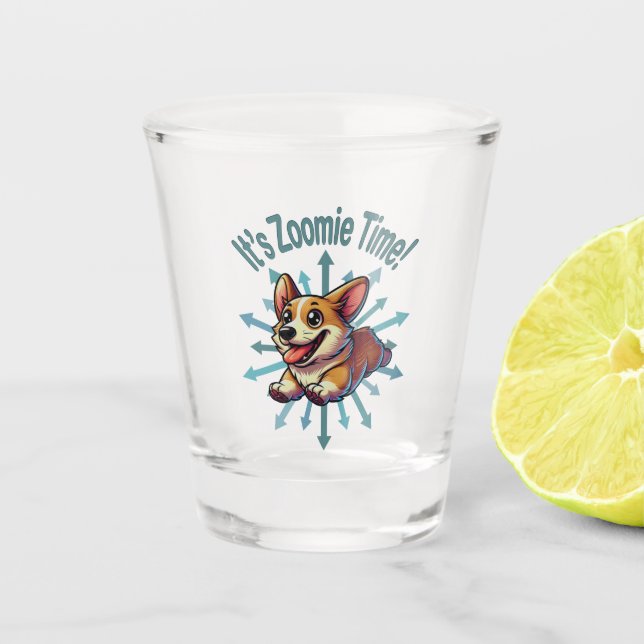 Copo De Shot É Zoomie Time Corgi (Frente)