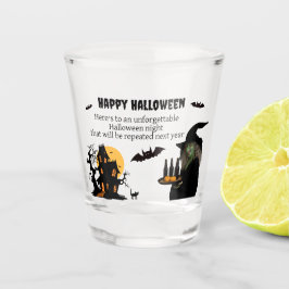 Copo De Shot Editable Halloween Glass: ‘Happy Halloween"