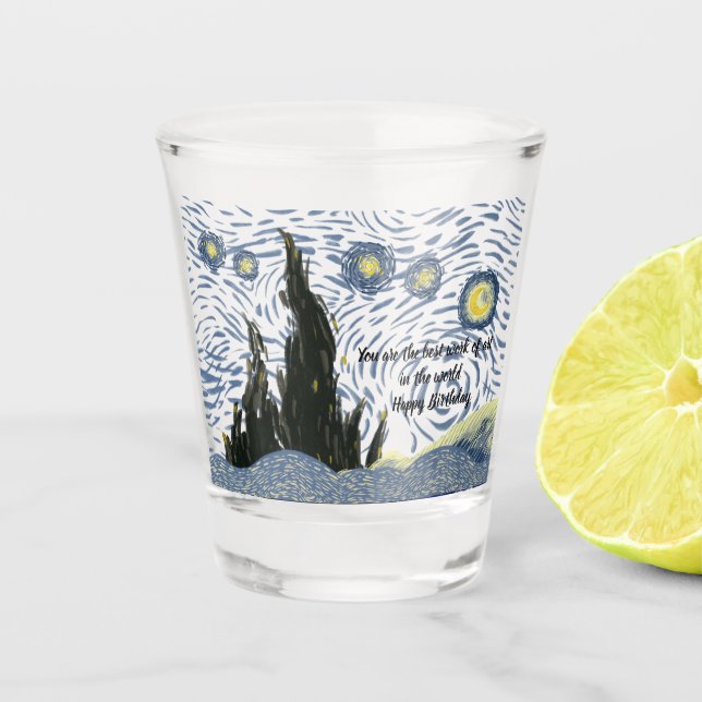 Copo De Shot Editable Starry Night Glass (Frente)