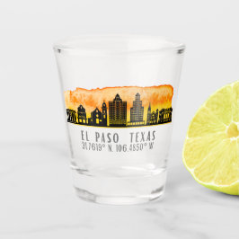 Copo De Shot El Paso Skyline Latitude & Longitude Shot glass